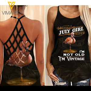 July Girl vintage Criss-Cross Open Back Camisole Tank Top ZQ2503