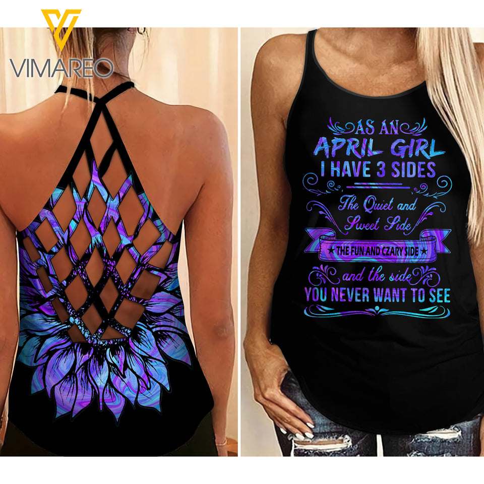 April Girl 3 sides Criss-Cross Open Back Camisole Tank Top 3 style ZQ1403