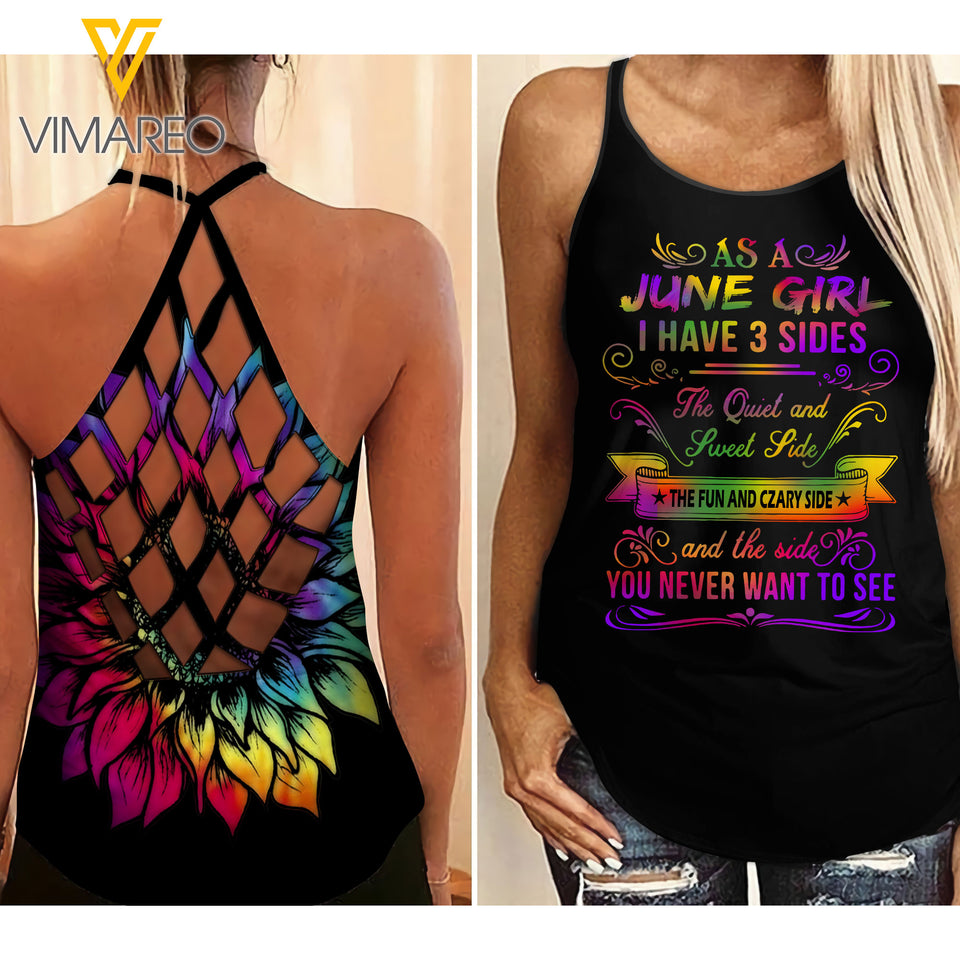 June Girl 3 sides Criss-Cross Open Back Camisole Tank Top 3 style ZQ1403