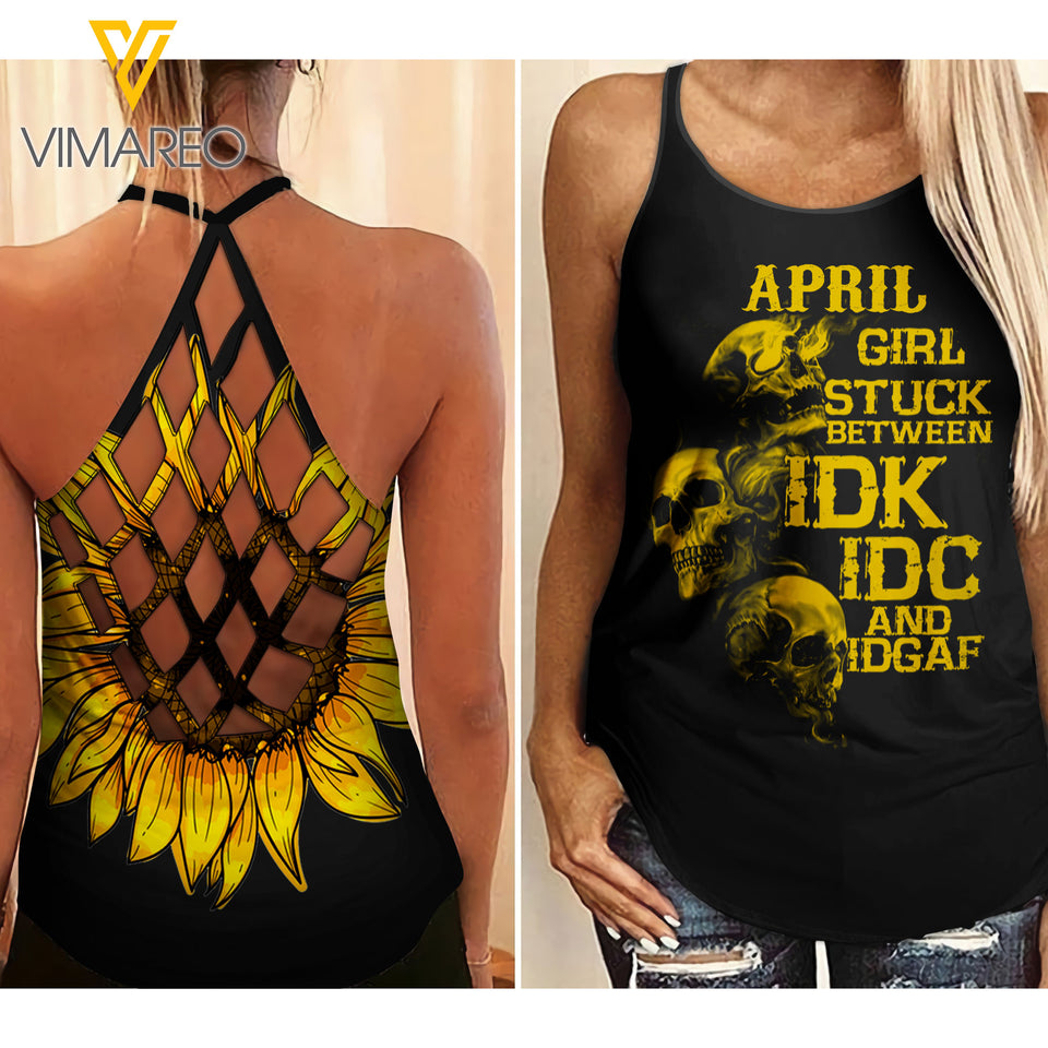 April Girl Criss-Cross Open Back Camisole Tank Top ZQ1303