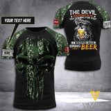 Customized Denmark Soldier Bring Beer 3D Printed Combat Shirt EZHQ140621
