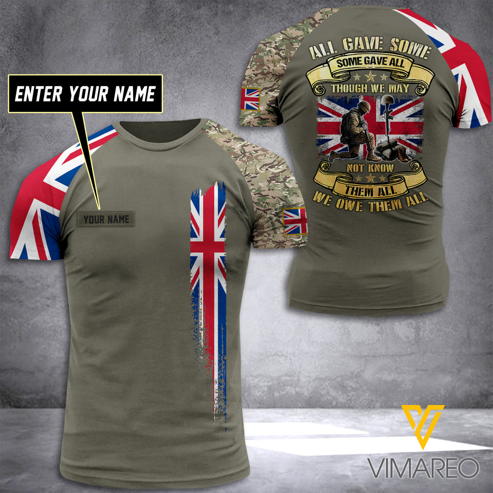 Customized British Soldier 3D Printed Combat Shirt EZT1205