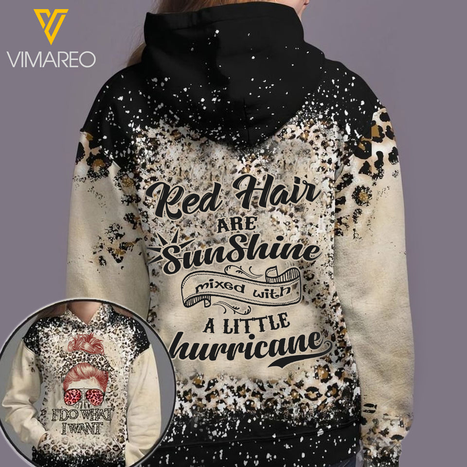 Red Hair Girl HOODIE 3D PRINTED 1103