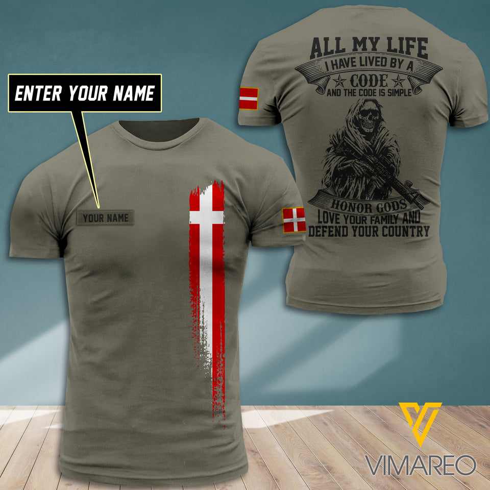 Customized Denmark Soldier 3D Printed Combat Shirt EZT230621