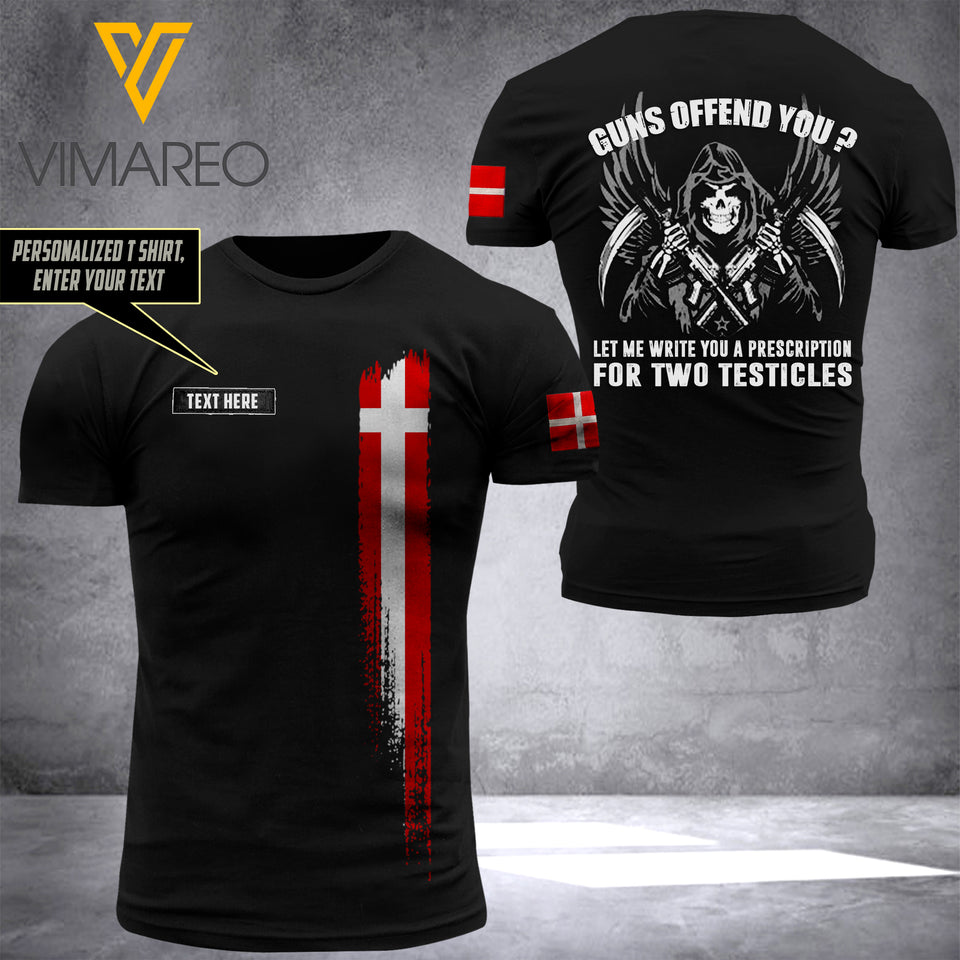 Customized Denmark Soldier 3D Printed Combat Shirt EZLN240621
