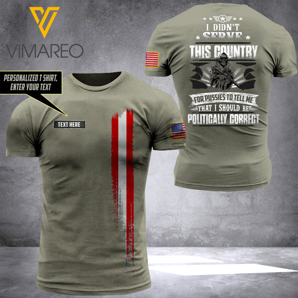Customized US soldier 3D Printed Shirt EZLN074