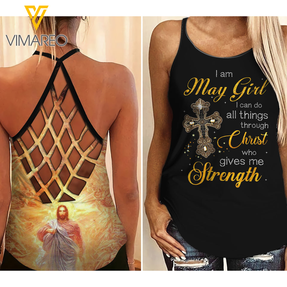 May Girl Criss-Cross Open Back Camisole Tank Top ZT2503