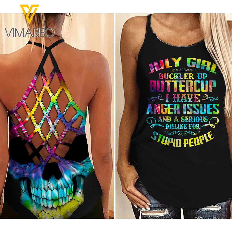 July Girl Criss-Cross Open Back Camisole Tank Top  ZT2903