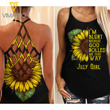 July Girl Blunt Criss-Cross Open Back Camisole Tank Top  ZT2303