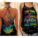 July Girl Pretty eyes Criss-Cross Open Back Camisole Tank Top ZTQ1703