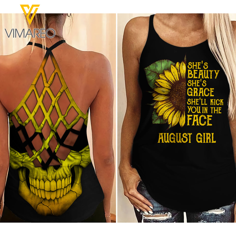 August girl Criss-Cross Open Back Camisole Tank Top ZHQ2703