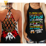 Florida Girl flip flop Criss-Cross Open Back Camisole Tank Top 3 style ZTQ1903