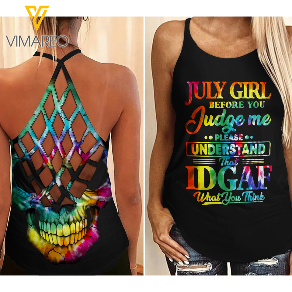 July Girl Criss-Cross Open Back Camisole Tank Top  ZHQ2903