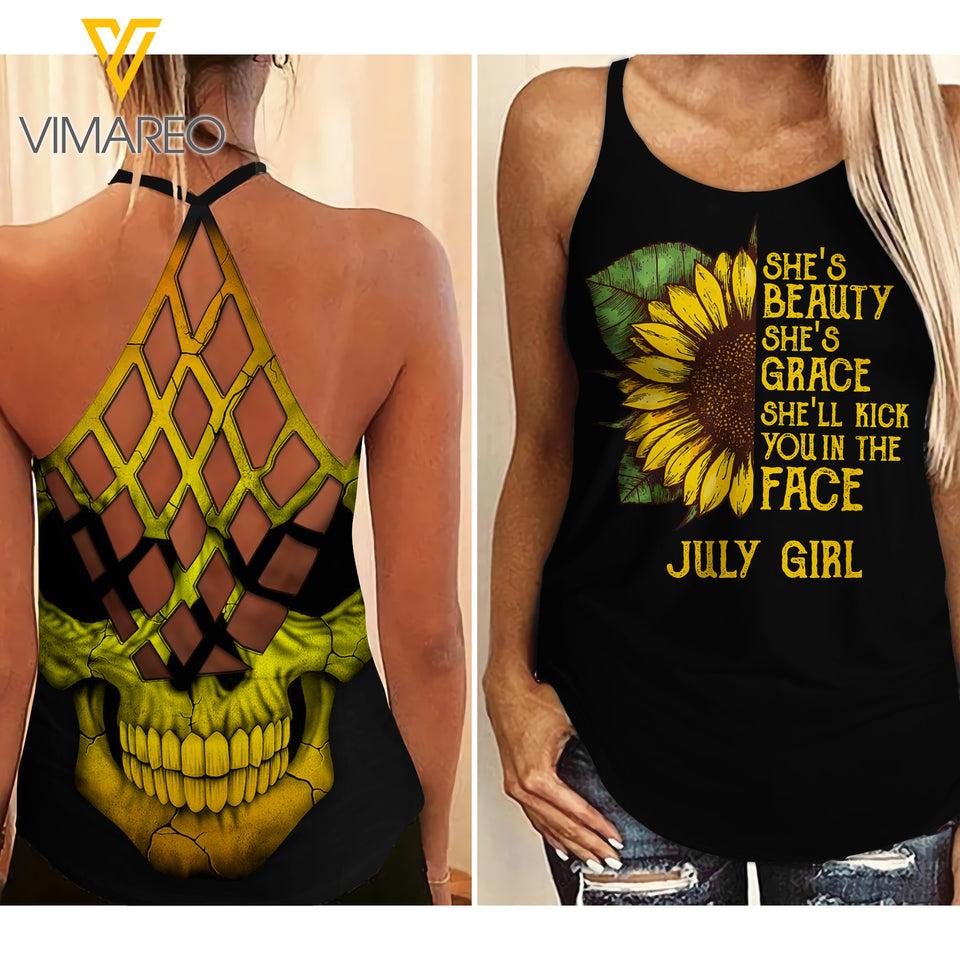 July girl Criss-Cross Open Back Camisole Tank Top ZHQ2703