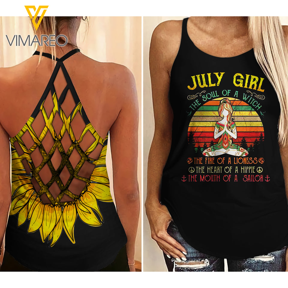 July Girl Hippie Criss-Cross Open Back Camisole Tank Top  ZHQ2303