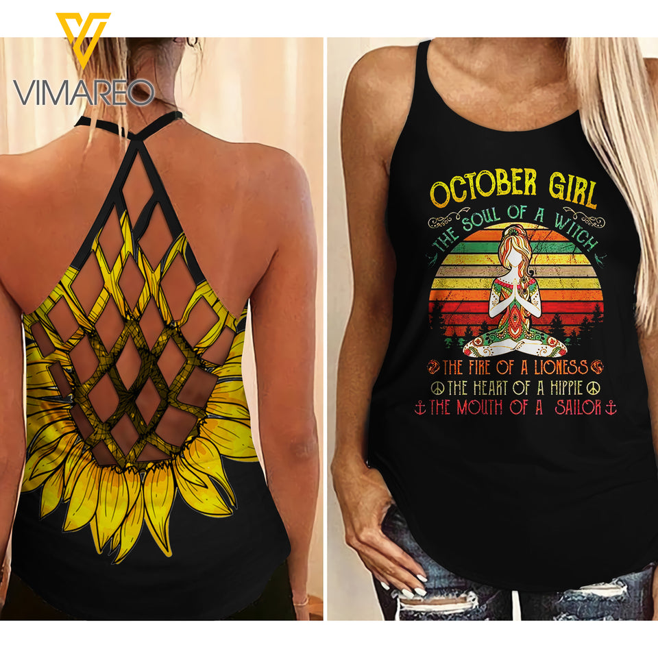 October Girl Hippie Criss-Cross Open Back Camisole Tank Top  ZHQ2303