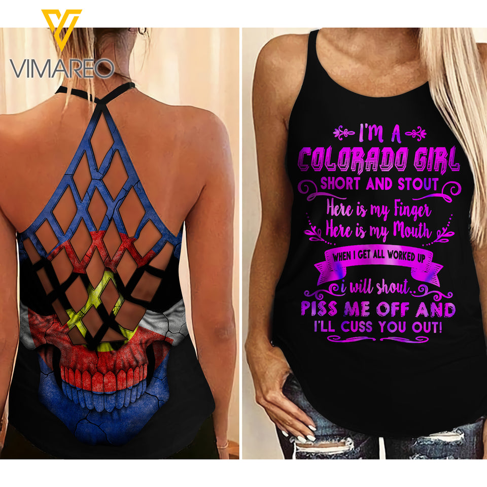 Colorado Girl Criss-Cross Open Back Camisole Tank Top ZHQ2603