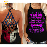 Texas Girl Criss-Cross Open Back Camisole Tank Top ZHQ2603