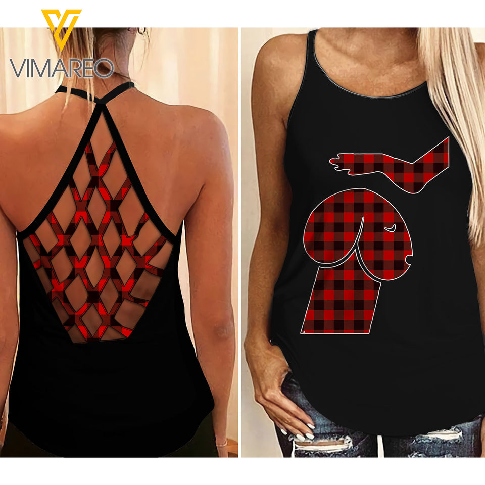 Dog Lover Criss-Cross Open Back Camisole Tank Top SEP-HQ01