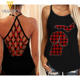 Dog Lover Criss-Cross Open Back Camisole Tank Top SEP-HQ01