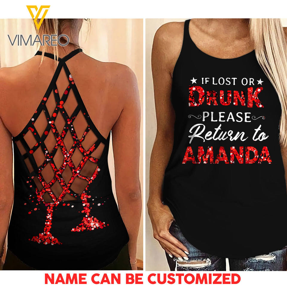 Personalized Wine Girl Criss-Cross Open Back Camisole Tank Top 2 style MAR-HQ17