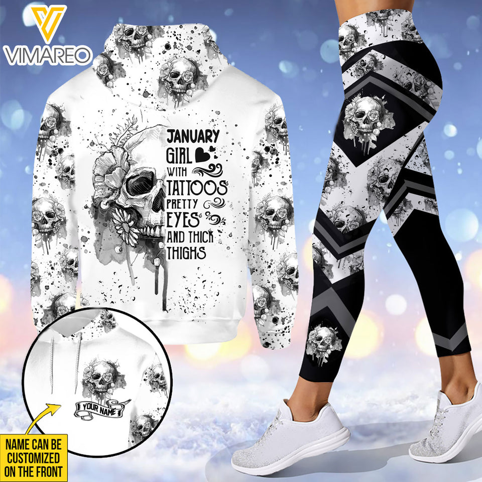 PERSONALIZED JANUARY GIRL WITH TATTOOS HOODIE + LEGGING 3D PRINTED DEC-HQ31