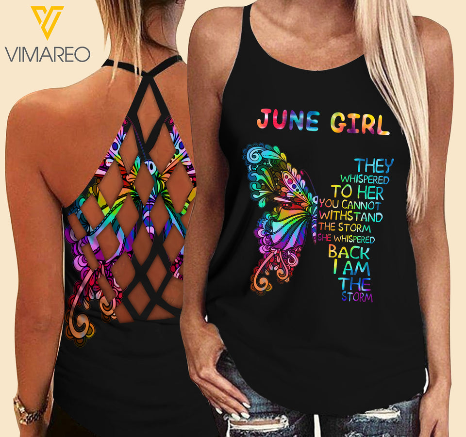 VMMH JUNE  GIRL Criss-Cross Open Back Camisole Tank Top Legging MAR-HQ10