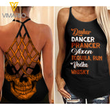 Wine Criss-Cross Open Back Camisole Tank Top MAR-HQ14