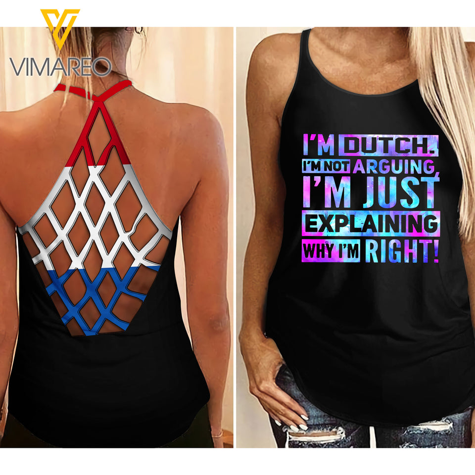 Dutch Girl Criss-Cross Open Back Camisole Tank Top MAR-HQ19