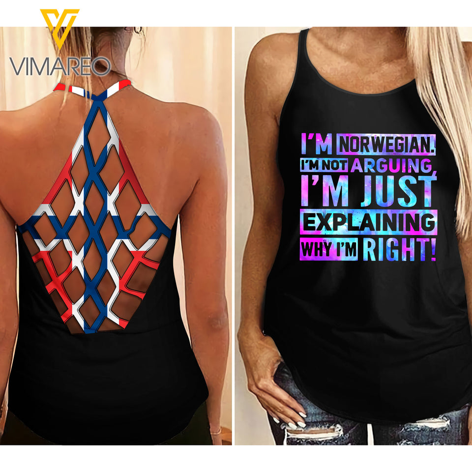 Norwegian Girl Criss-Cross Open Back Camisole Tank Top MAR-HQ19