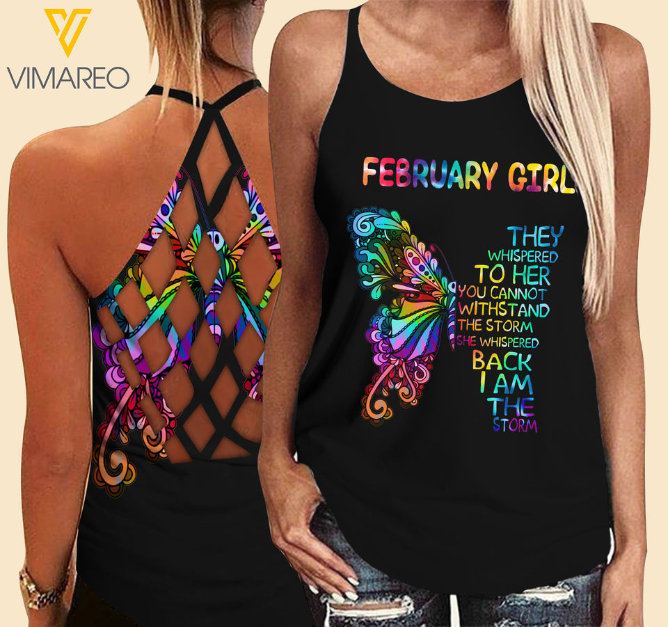 February Girl Criss-Cross Open Back Camisole Tank Top MAR-HQ11