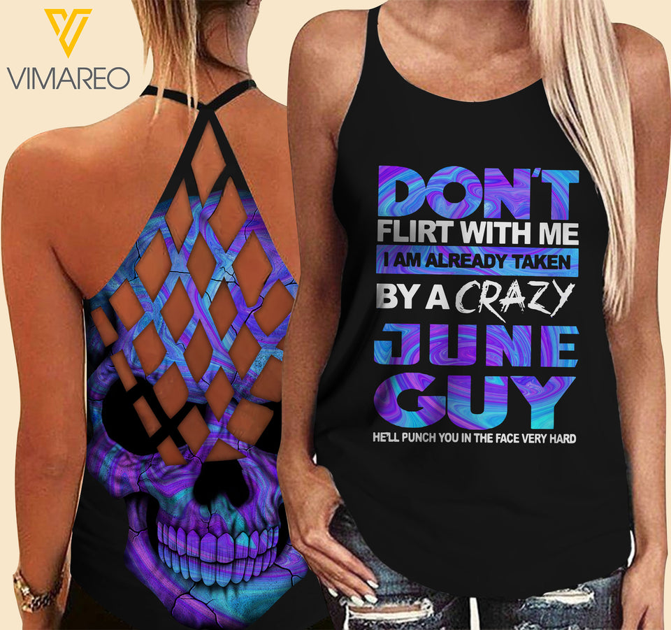 June Guy Criss-Cross Open Back Camisole Tank Top MAR-HQ13