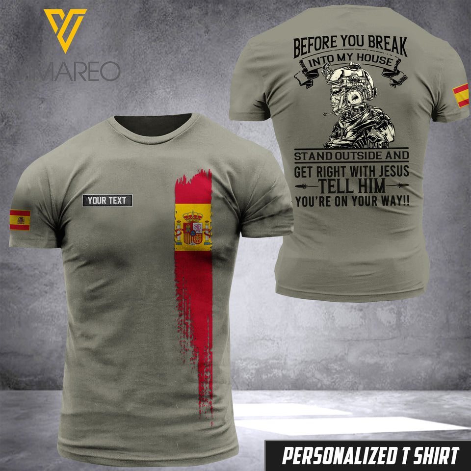 PERSONALIZED SPANISH SOLDIER TSHIRT 3D PRINTED APR-HQ07