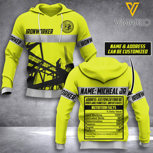 PERSONALIZED IRONWORKER HOODIE 3D PRINTED AUG-DT10
