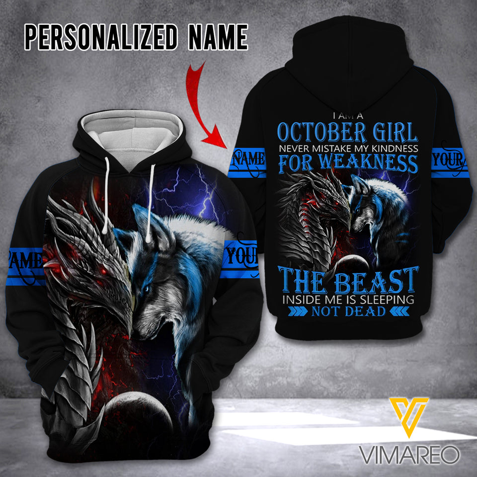 PERSONALIZED OCTOBER GIRL HOODIE 3D PRINTED OCT-QH04