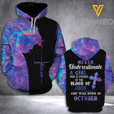 OCTOBER GIRL HOODIE 3D PRINTED JUL-DT30