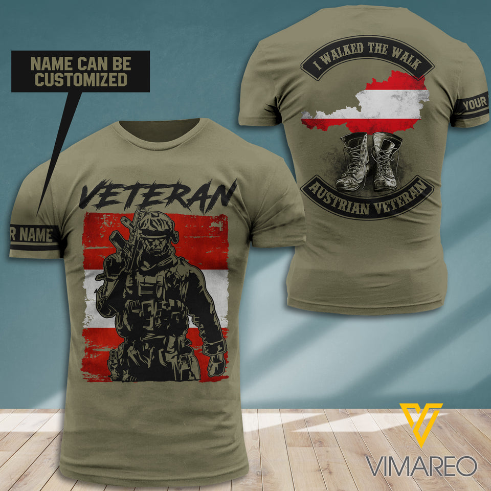 PERSONALIZED AUSTRIAN VETERANS TSHIRT 3D PRINTED AUG-DT27