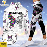 PERSONALIZED MARCH GIRL LOVES BUTTERFLIES I AM THE STORM HOODIE/ LEGGING PRINTED 22FEB-HQ07