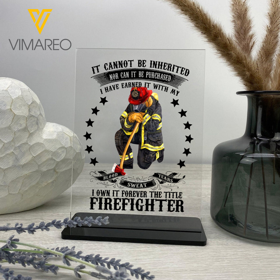 U.S Firefighter Gifl Acrylic Plaque and Stand Printed 22JAN-DT26