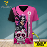 Fight Like A Girl - Cancer Awareness V-Neck Tshirt SEP-DT30