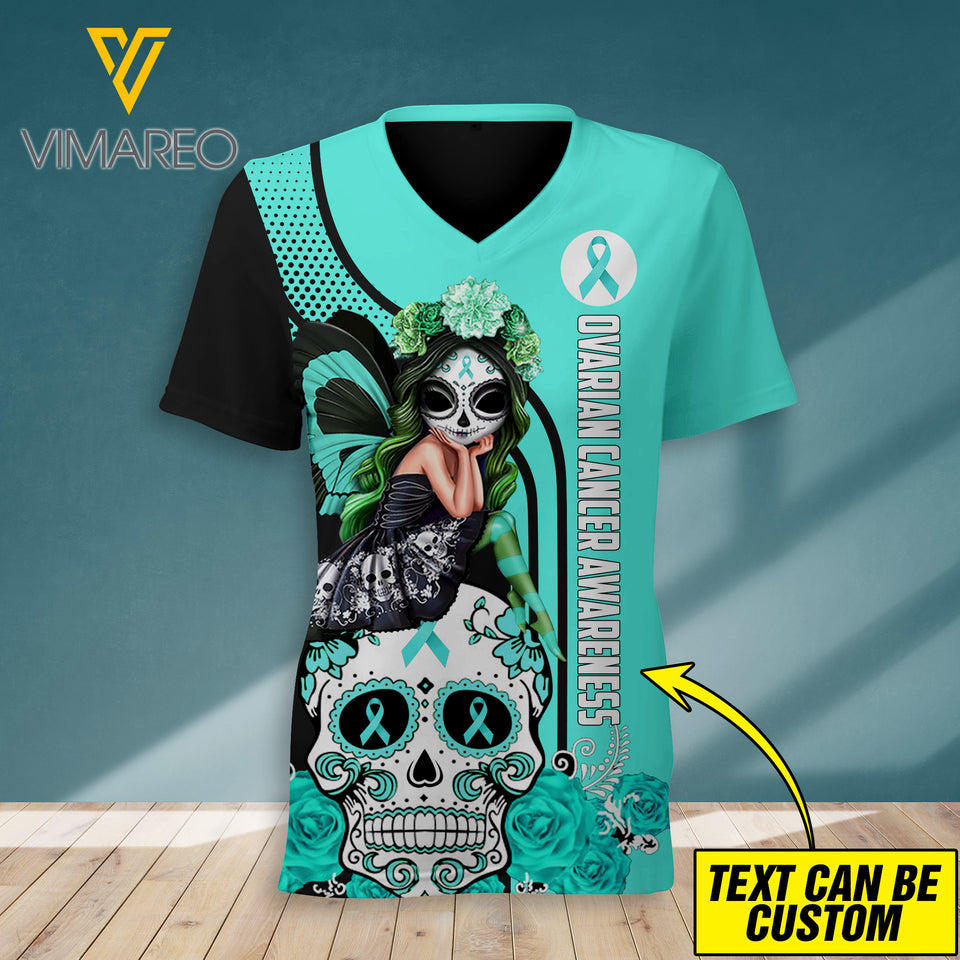 Fight Like A Girl - Cancer Awareness V-Neck Tshirt SEP-DT30