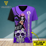 Fight Like A Girl - Cancer Awareness V-Neck Tshirt SEP-DT30