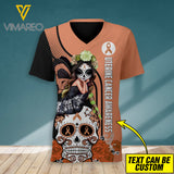 Fight Like A Girl - Cancer Awareness V-Neck Tshirt SEP-DT30