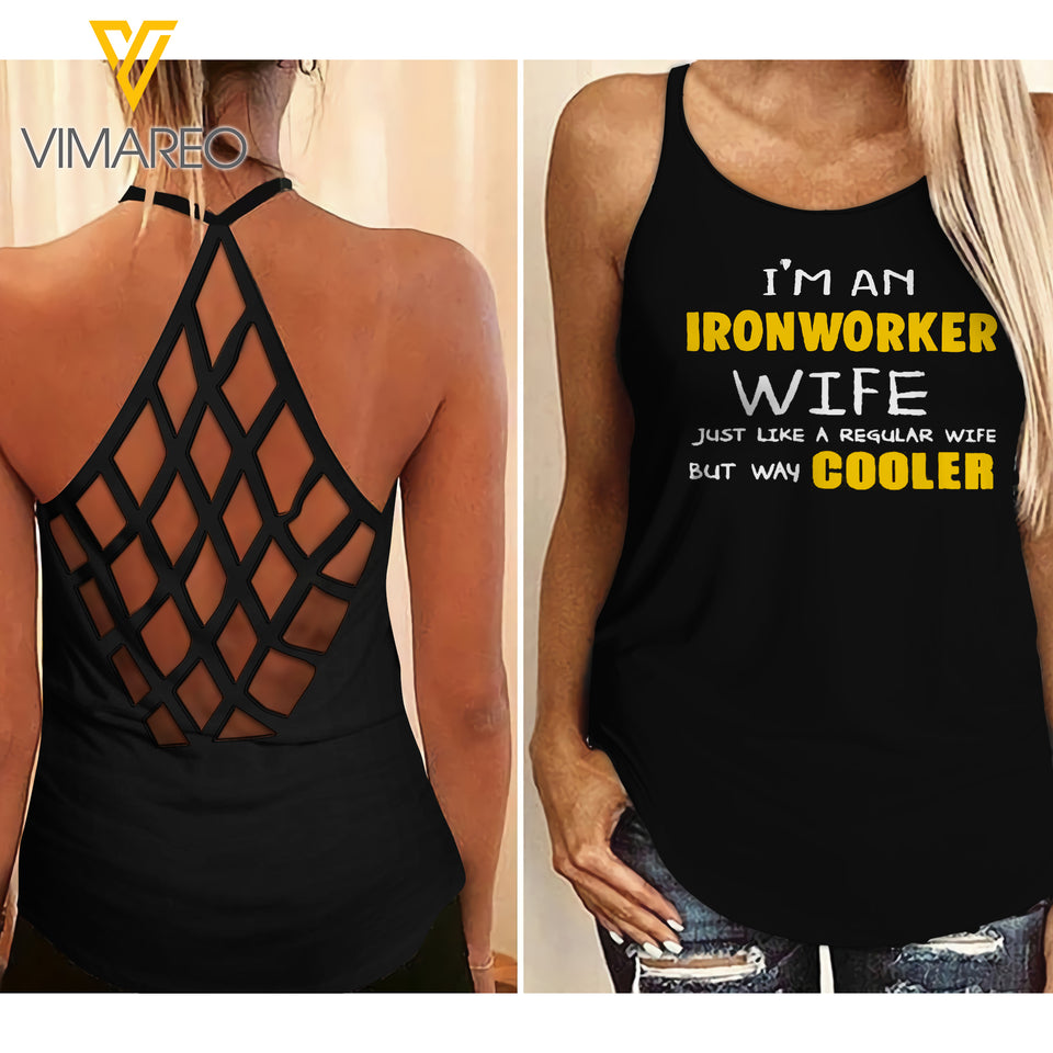 Ironworker Wife Girl Criss-Cross Open Back Camisole Tank Top APR-LN14