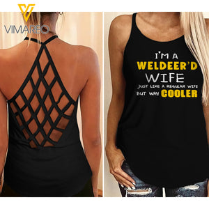Welder Wife Girl Criss-Cross Open Back Camisole Tank Top APR-LN14
