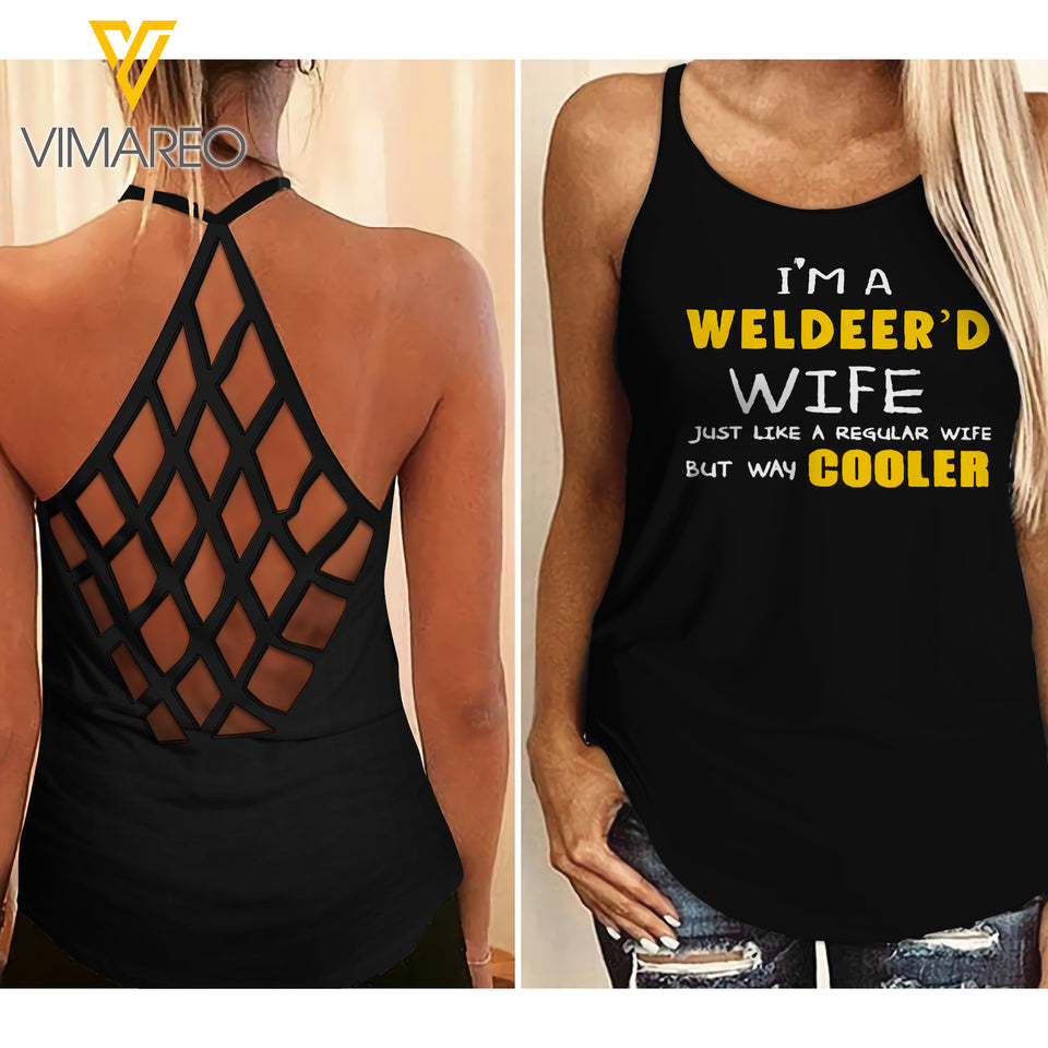 Welder Wife Girl Criss-Cross Open Back Camisole Tank Top APR-LN14