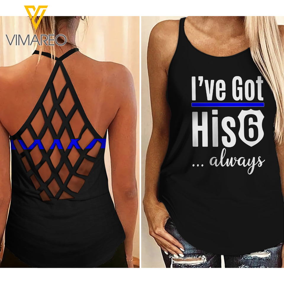 I've Got His 6 ...  Always Criss-Cross Open Back Camisole Tank Top APR-LN15