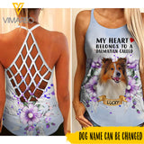 Personalized Shetland Sheepdog Dog Criss-Cross Open Back Camisole Tank Top