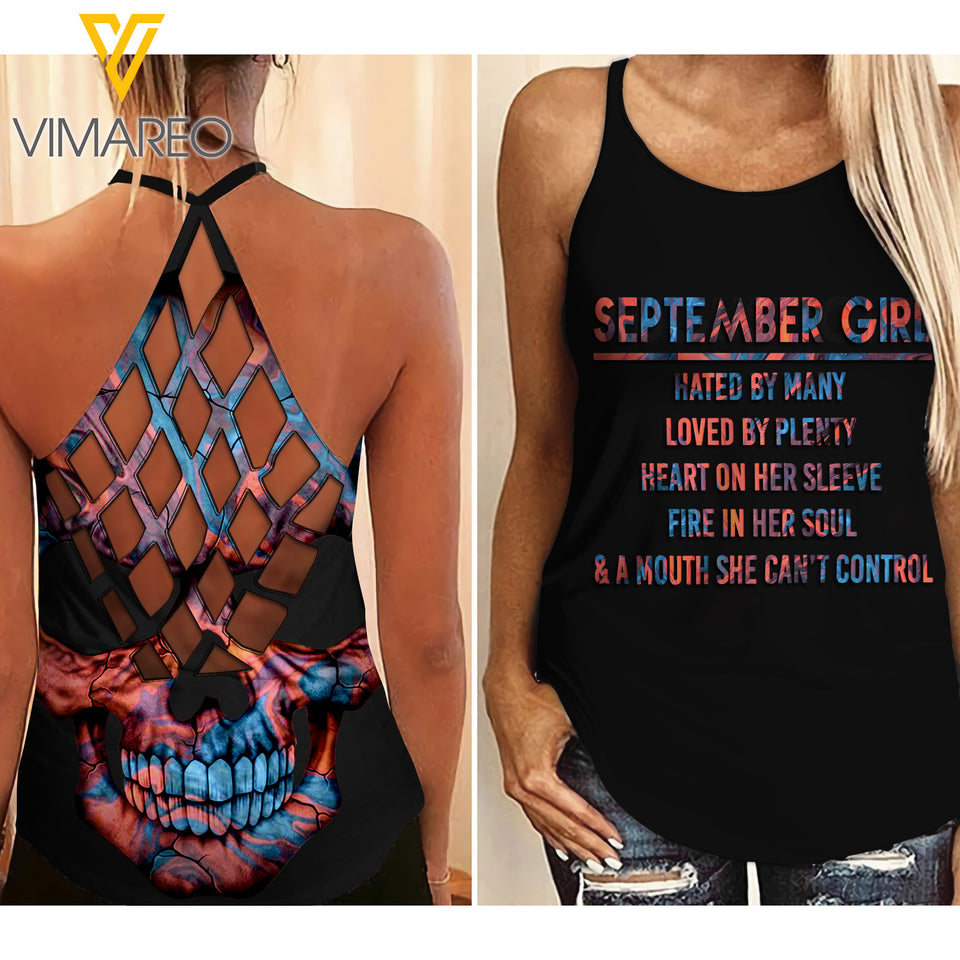 September Girl Criss-Cross Open Back Camisole Tank Top JUE-LN30
