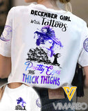 December Girl with Tattoos TSHIRT PRINTED SEP-LN15
